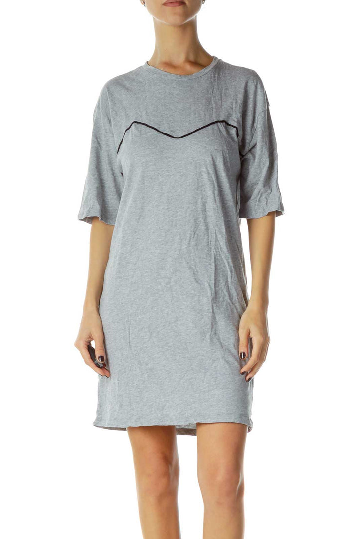 Gray Jersey-Knit Dress