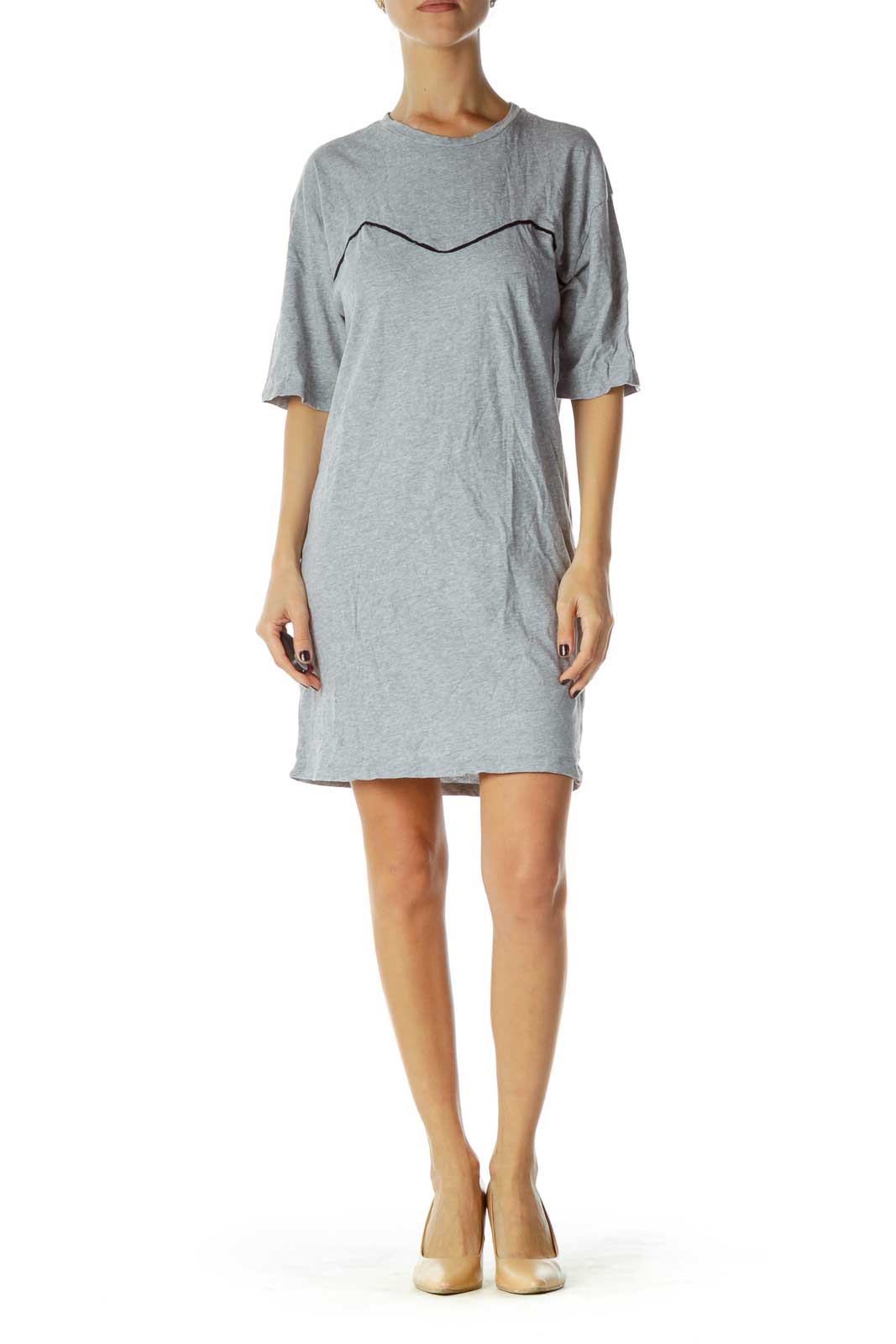 Gray Jersey-Knit Dress