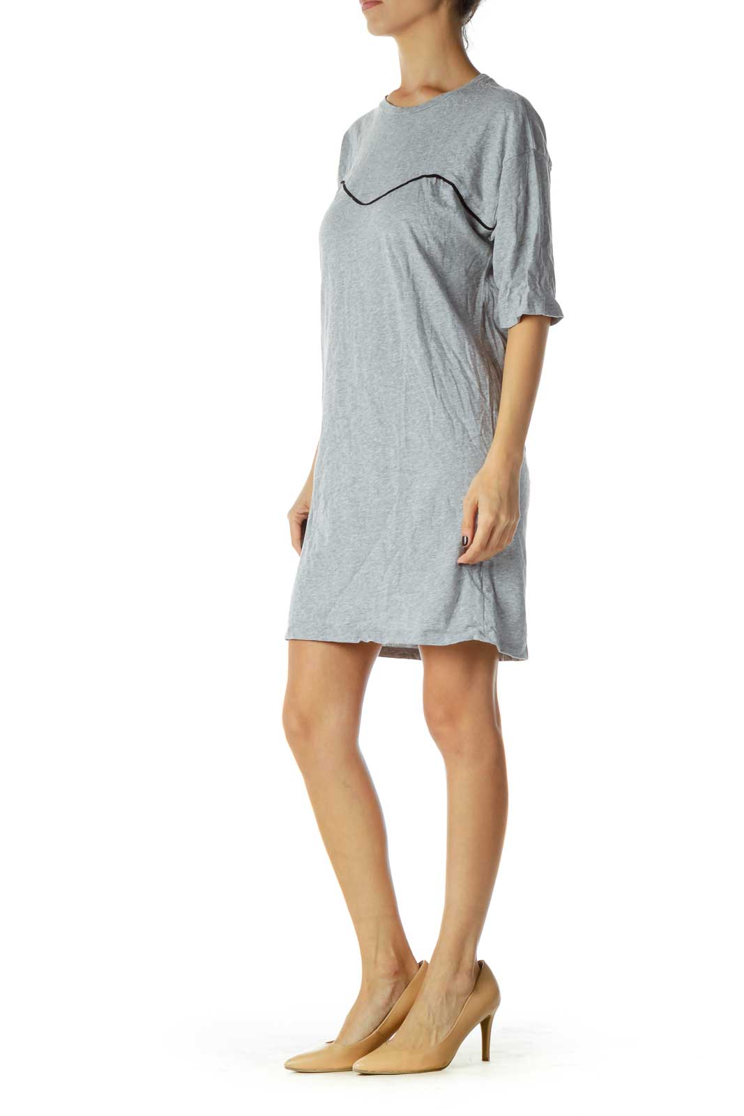 Gray Jersey-Knit Dress