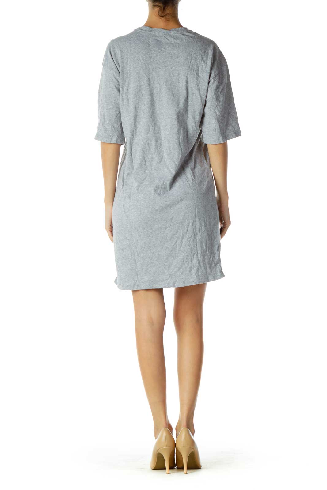 Gray Jersey-Knit Dress