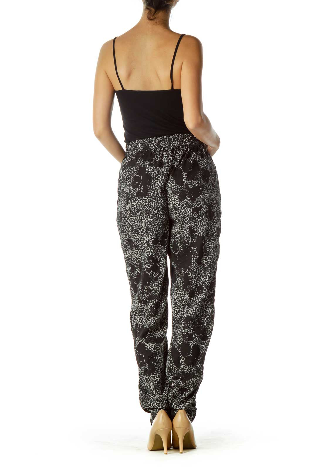 Black White Printed Tapered Pants