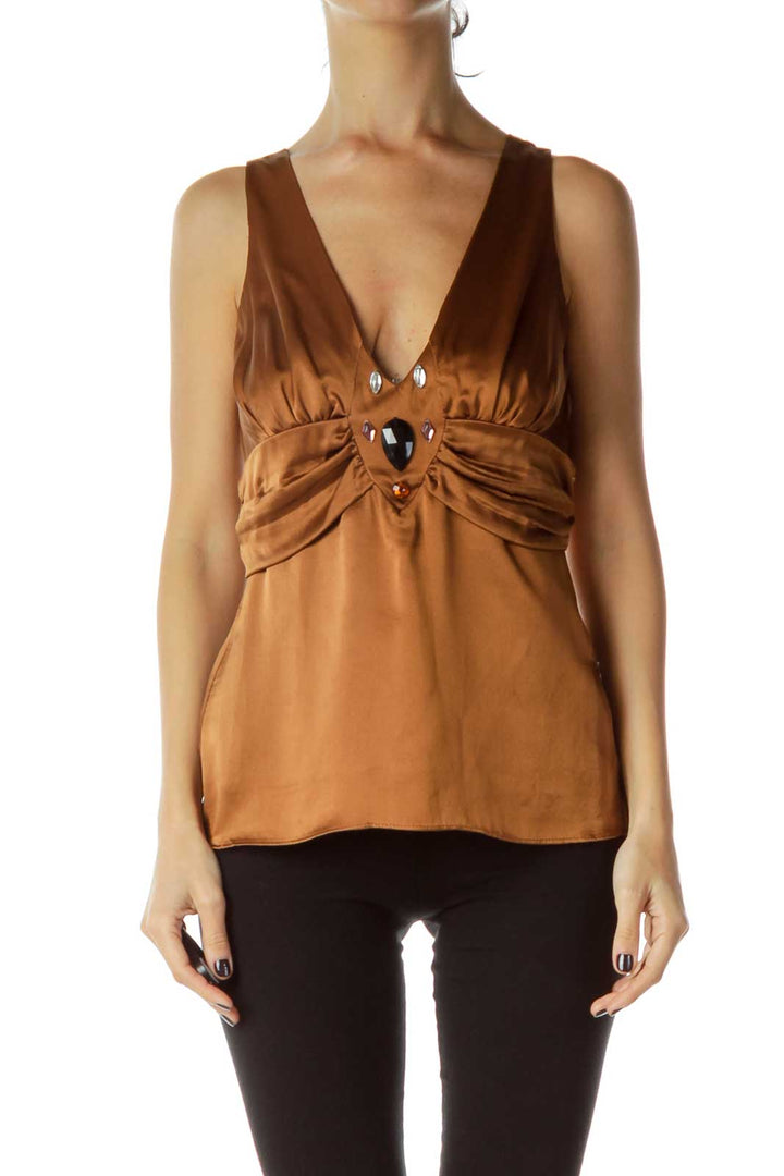 Brown Silk Halter Blouse