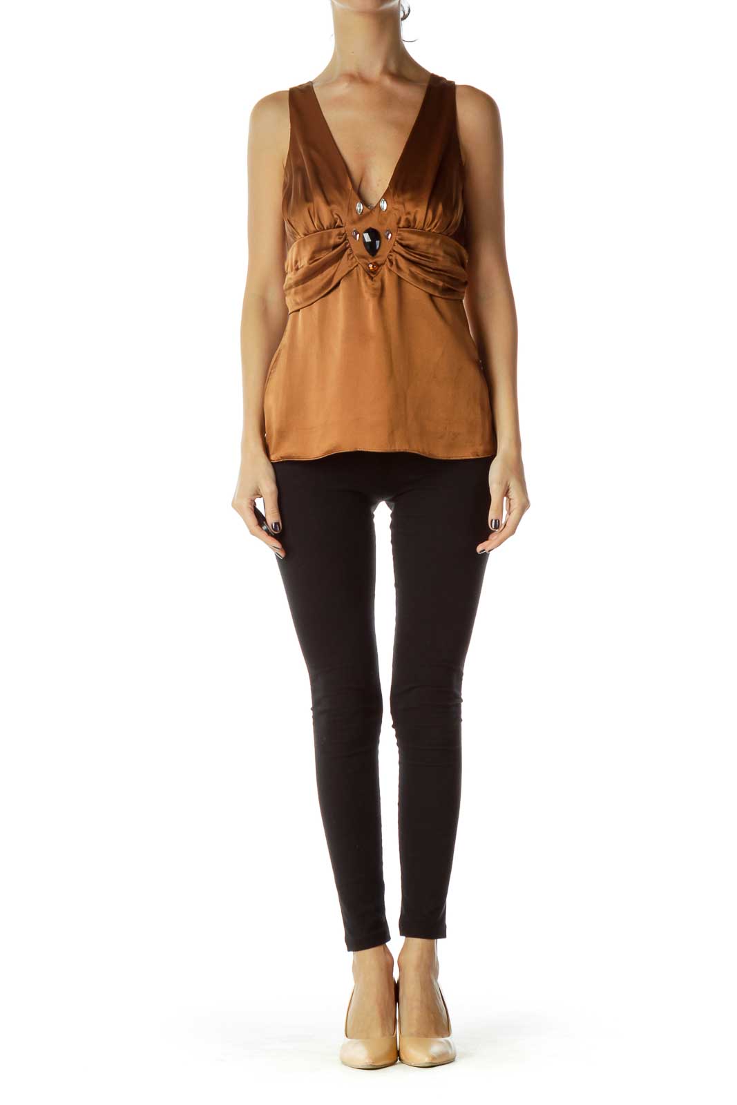 Brown Silk Halter Blouse