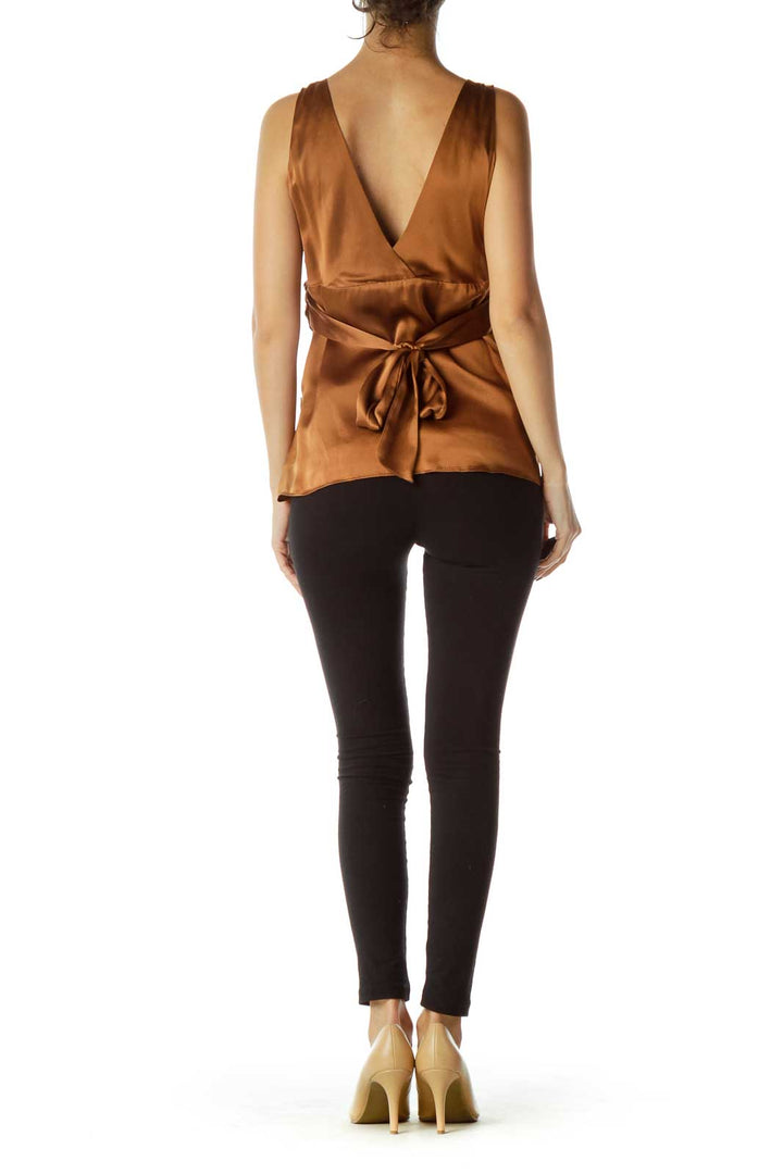 Brown Silk Halter Blouse