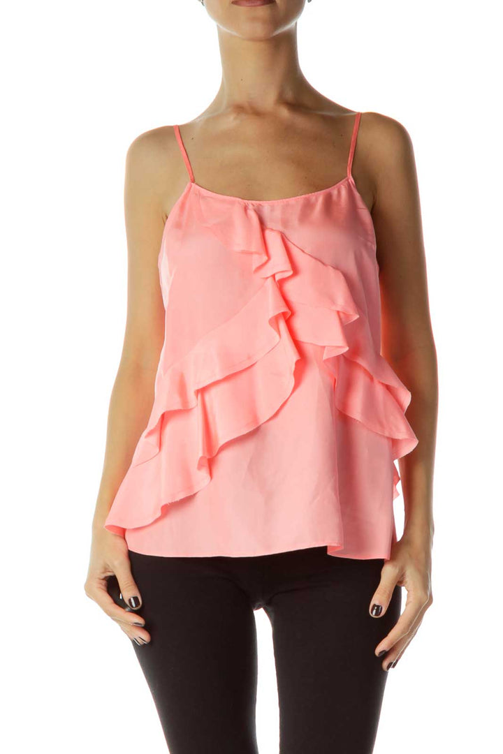 Pink Ruffled Silk Top