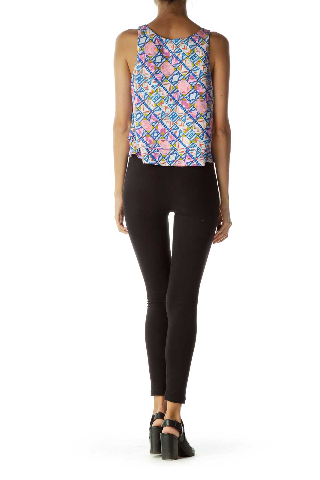 Multicolor Print Cropped Sleeveless Top