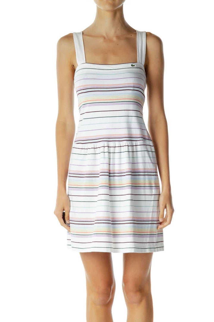 White Multicolor Striped Dress