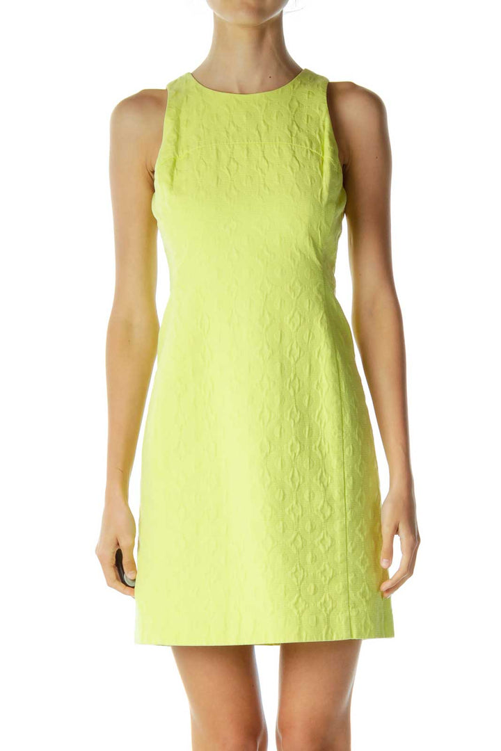 Neon Yellow Textured Sheath Dress