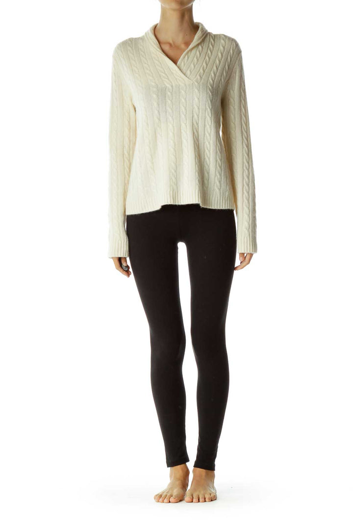 Cream Cable Knit Cashmere Sweater