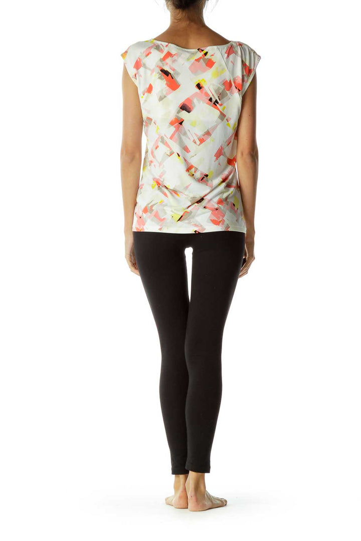 Pink and Yellow Graphic Print Zippered Tank