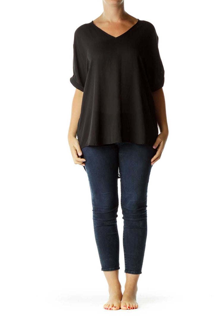 Black V-Neck Blouse