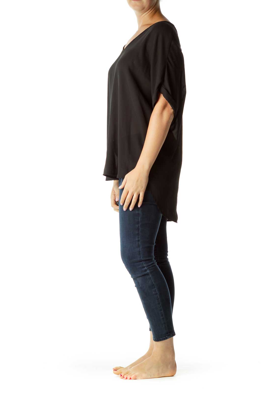 Black V-Neck Blouse