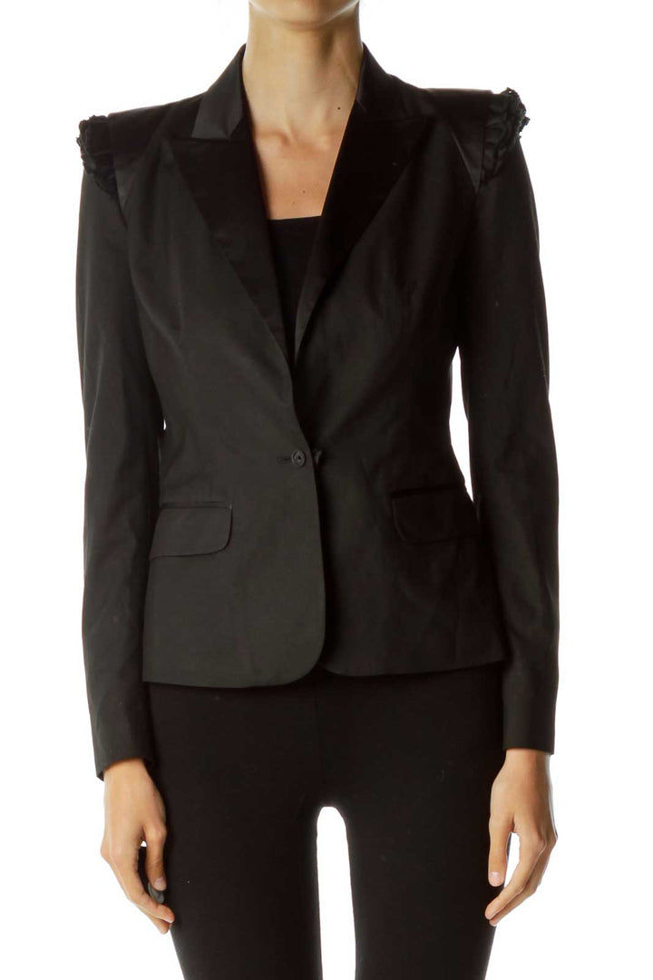 Black Strong Shoulder Blazer