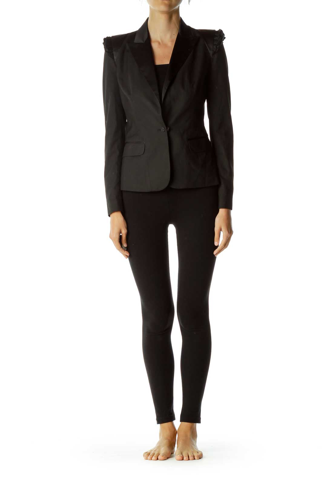 Black Strong Shoulder Blazer