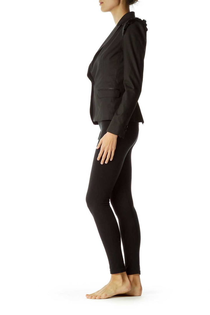 Black Strong Shoulder Blazer