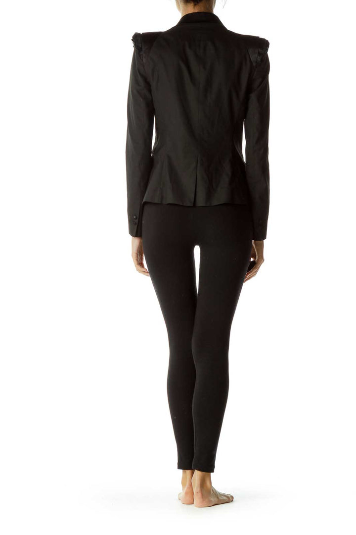 Black Strong Shoulder Blazer