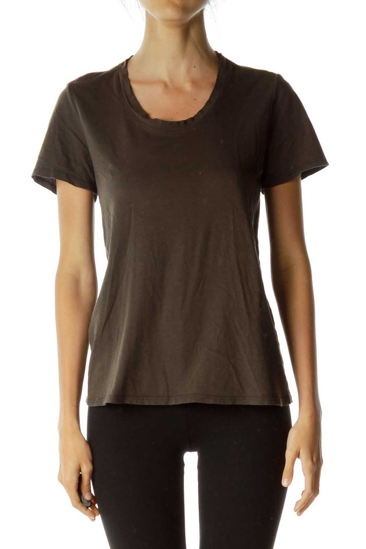 Dark Green/Brown Round Neck T-Shirt