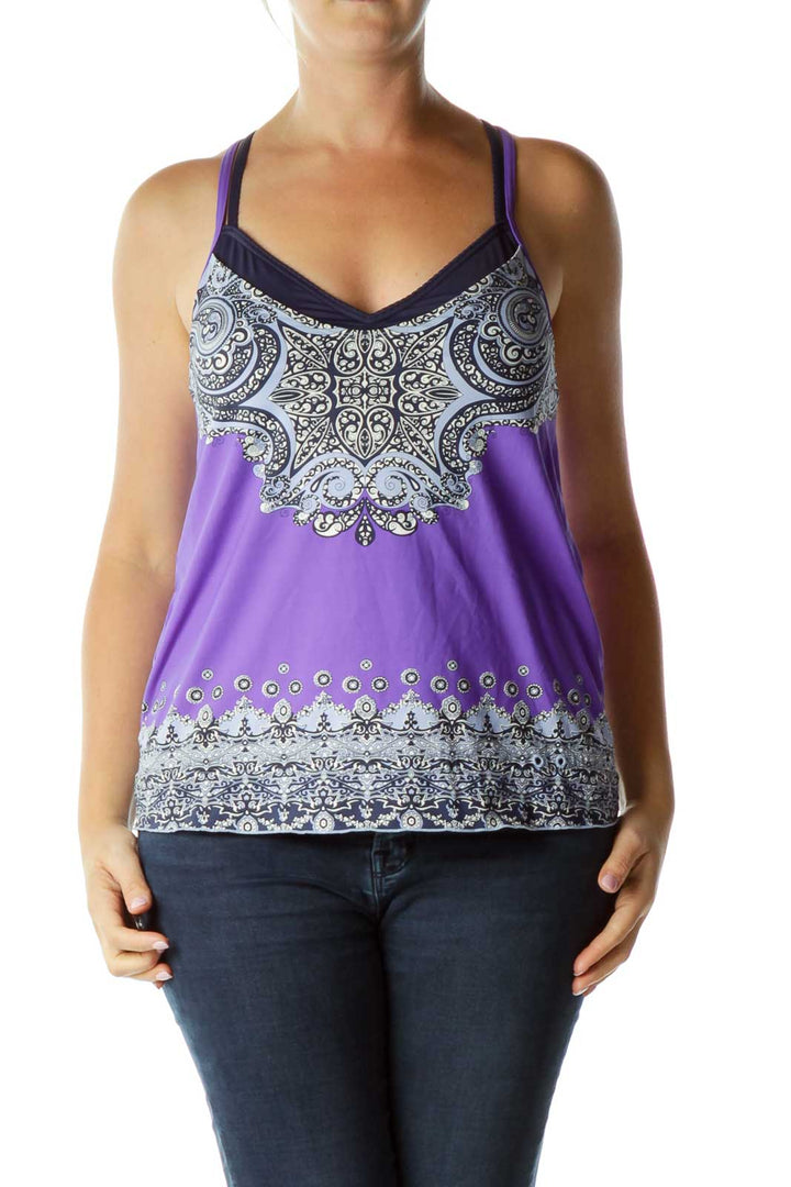 Purple Multicolor Activewear Top