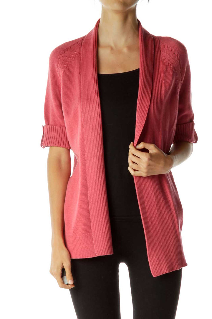 Pink Cable Knit Cardigan