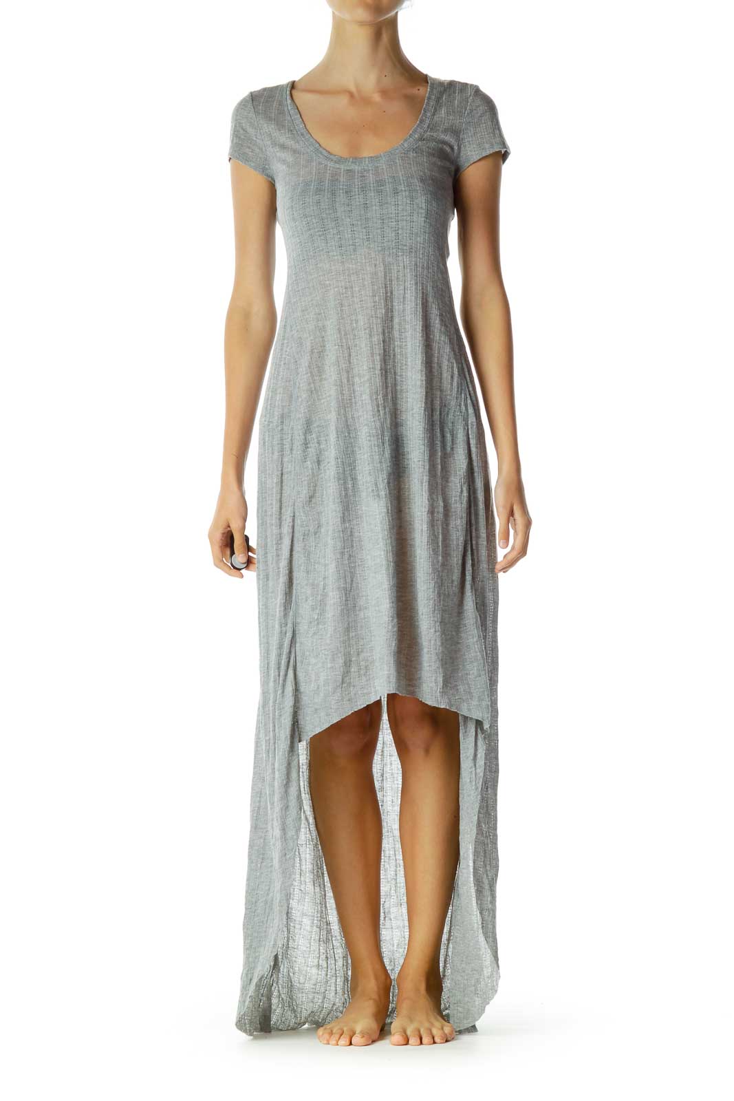 Gray Jersey Knit High-Low Jersey Knit Dress