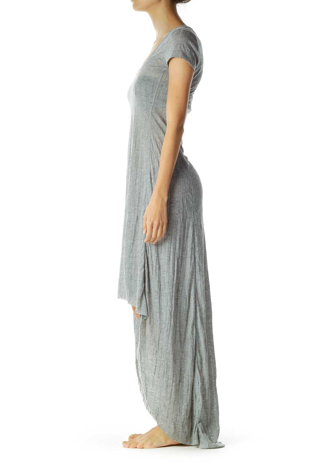 Gray Jersey Knit High-Low Jersey Knit Dress