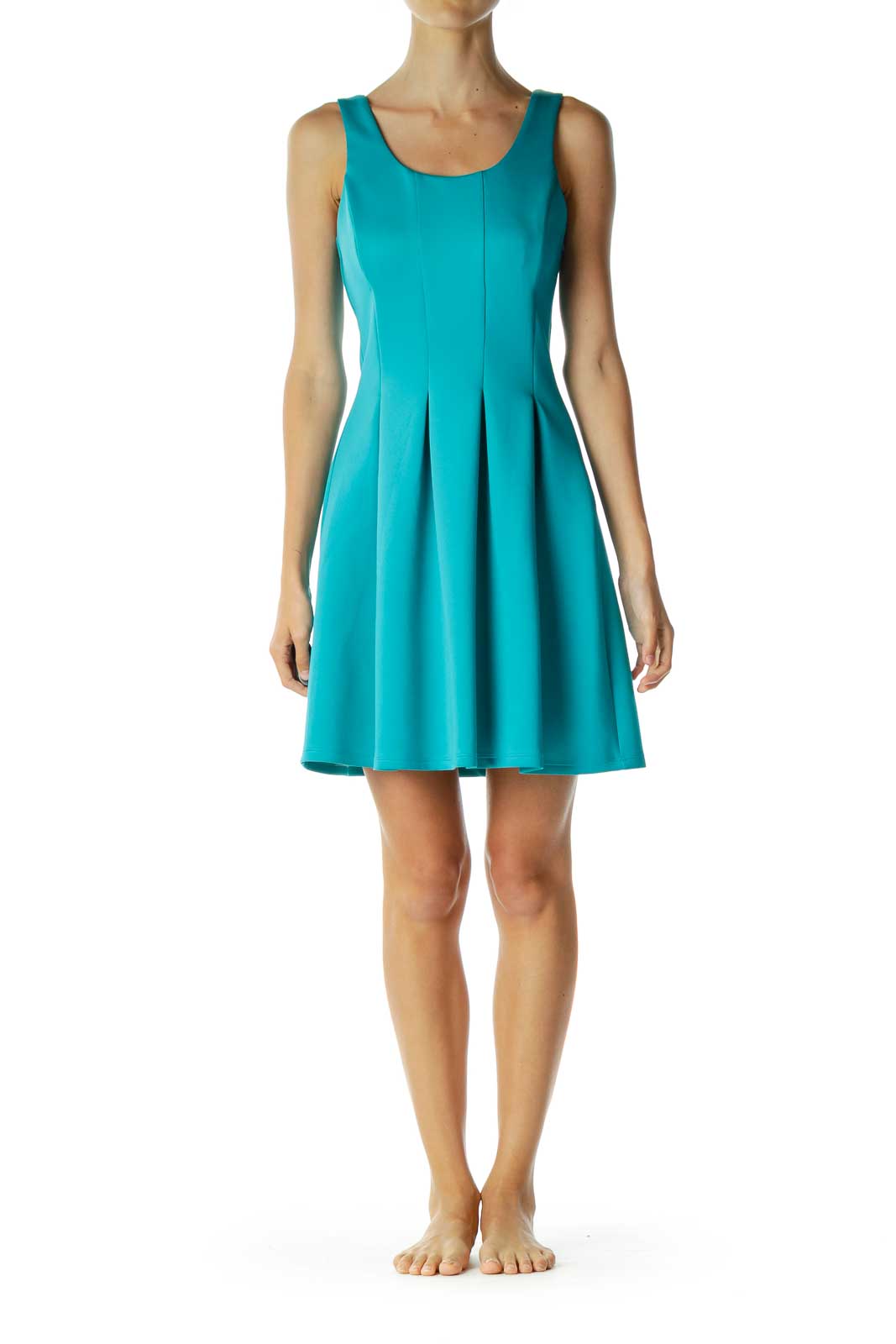 Blue A-Line Pleated Cocktail Dress