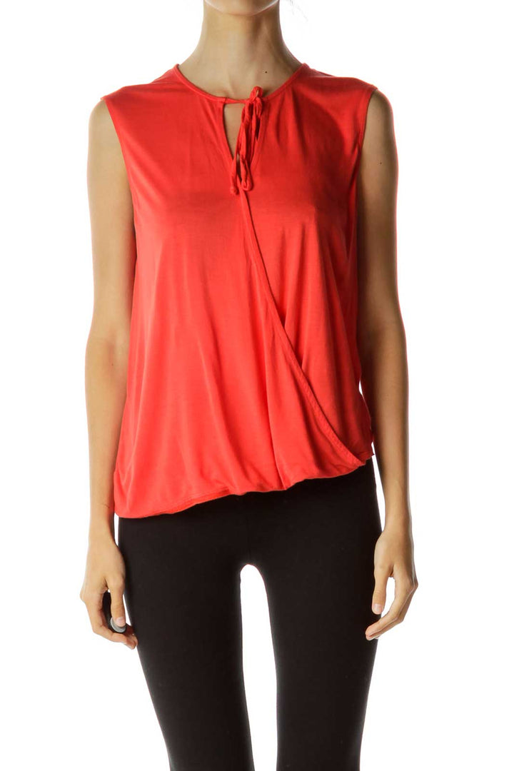 Red String Detail Sleeveless Blouse