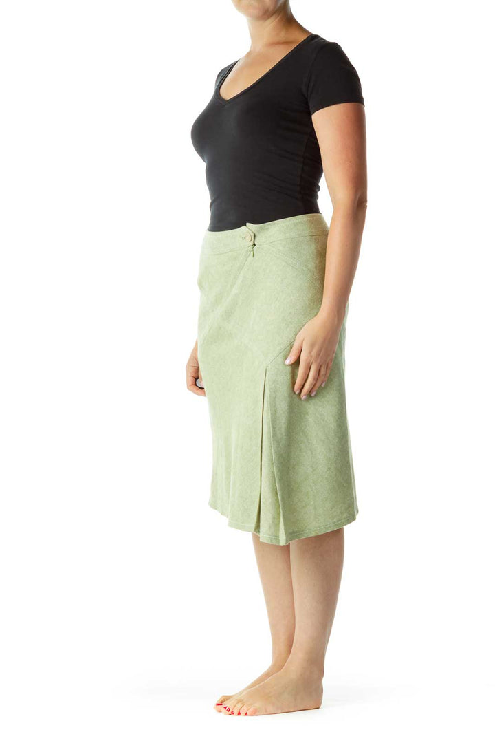 Green Woven A-Line Skirt