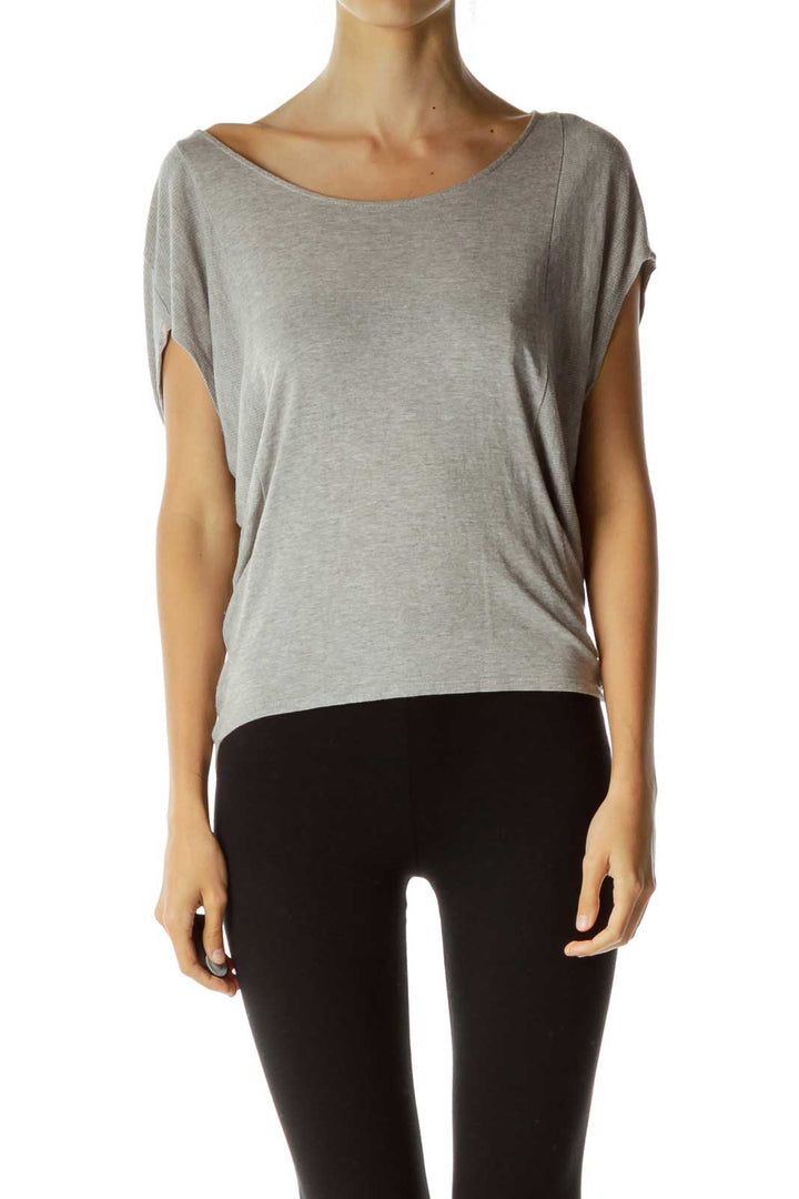 Gray Bat-Sleeve Loose T-shirt