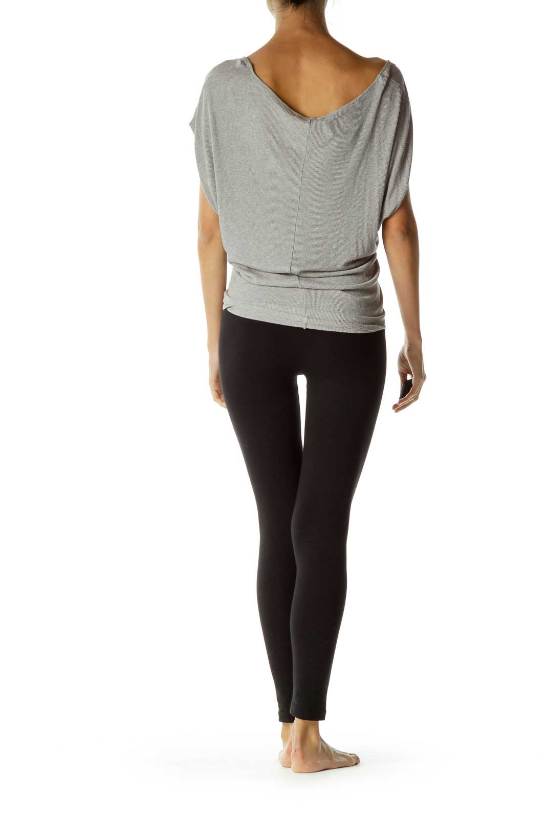 Gray Bat-Sleeve Loose T-shirt