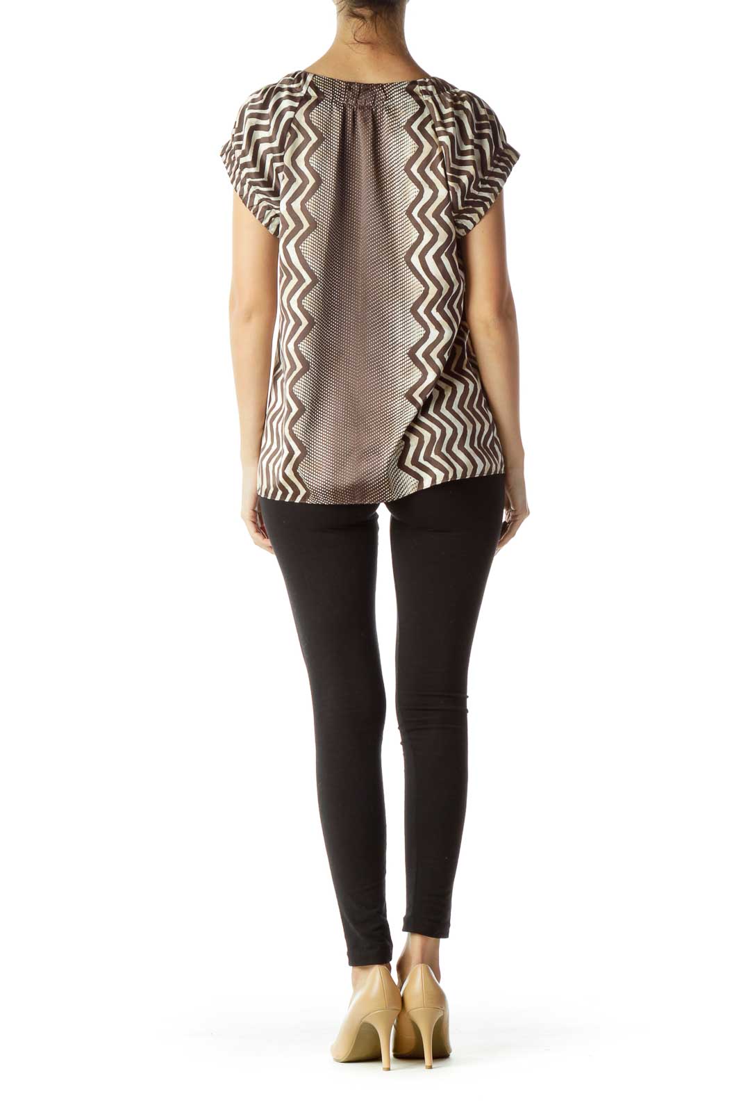 Brown Cream Zig Zag Dotted Top