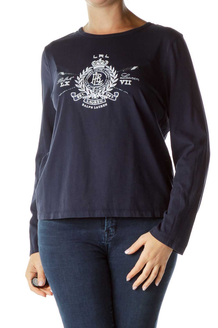 Blue Embroidered Monogram Shirt