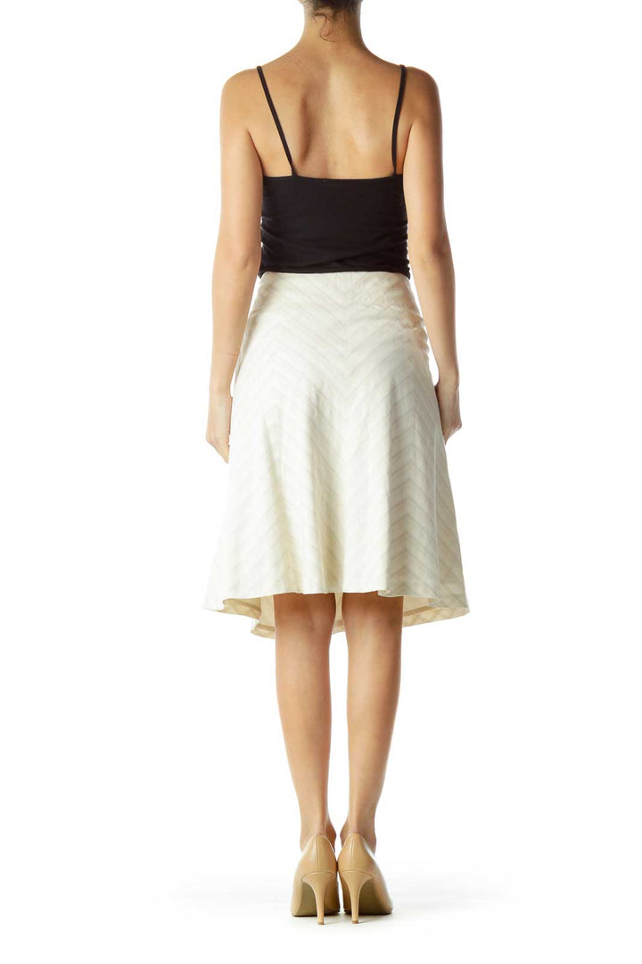 Beige Striped A-line Skirt