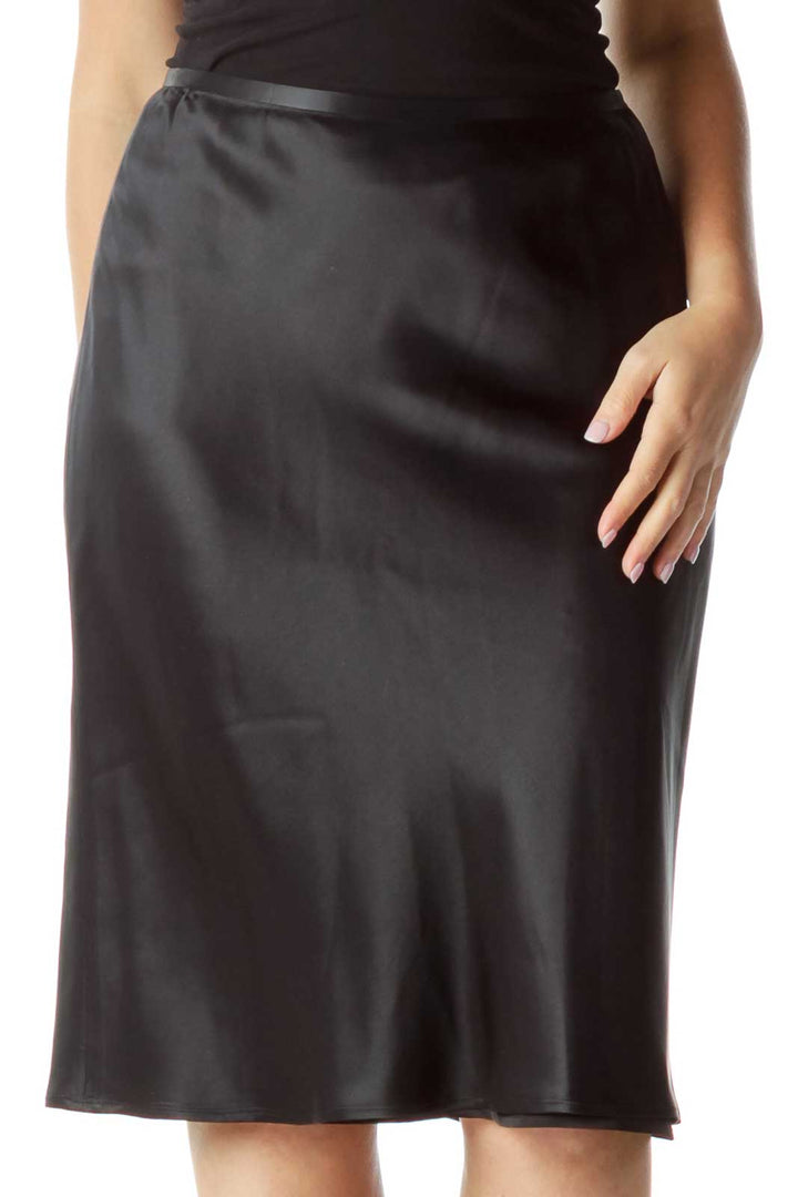 Black Silk Pencil Skirt