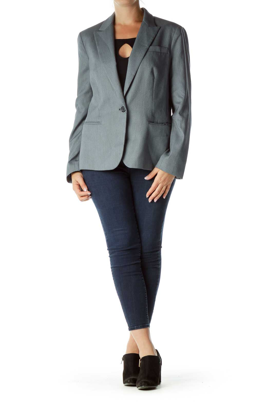 Gray Single Button Blazer