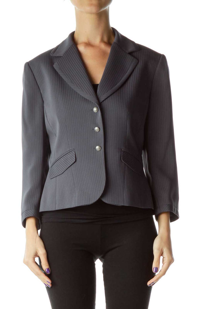 Gray Pinstripe Cropped Blazer