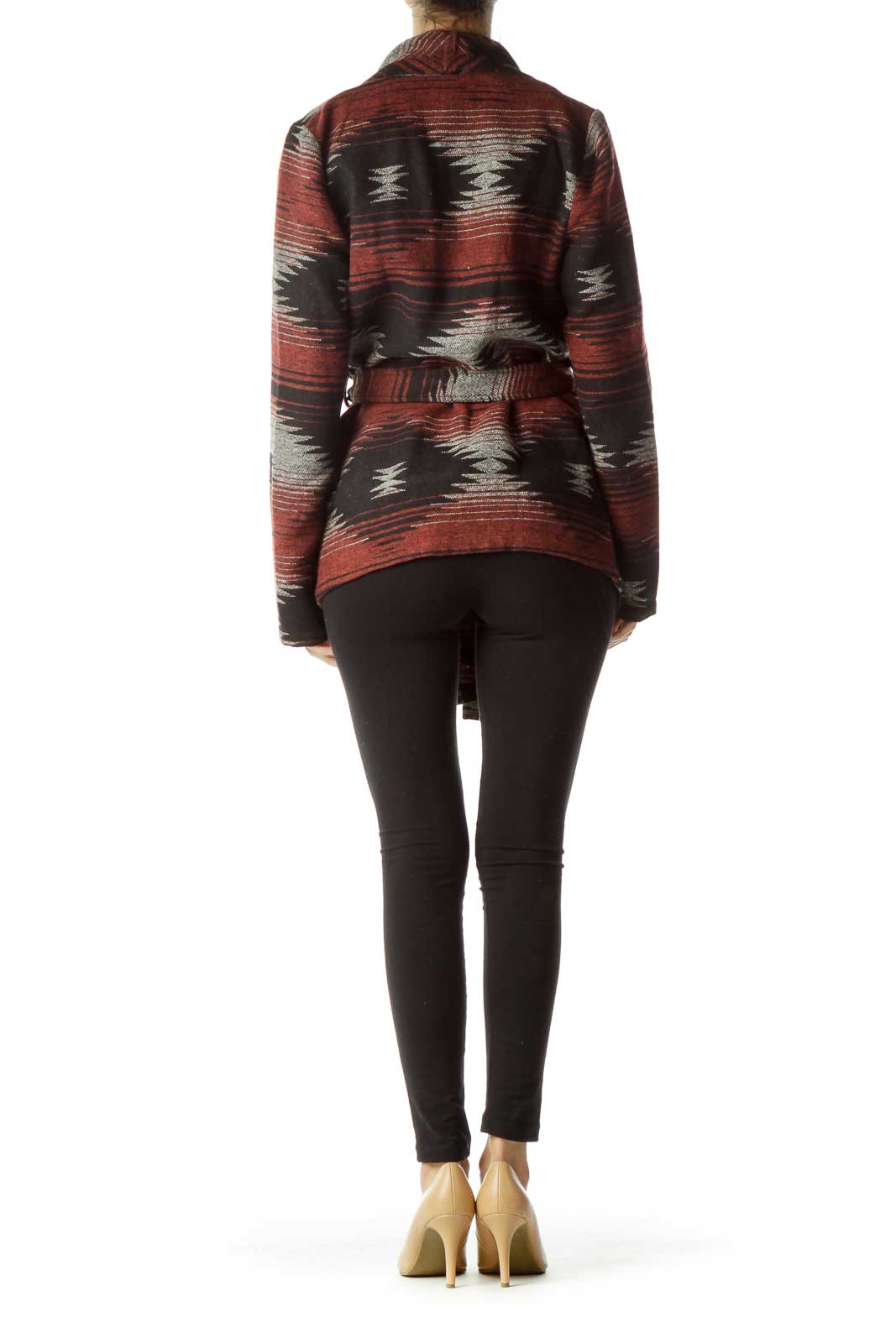 Black Red Geometric Print Sweater