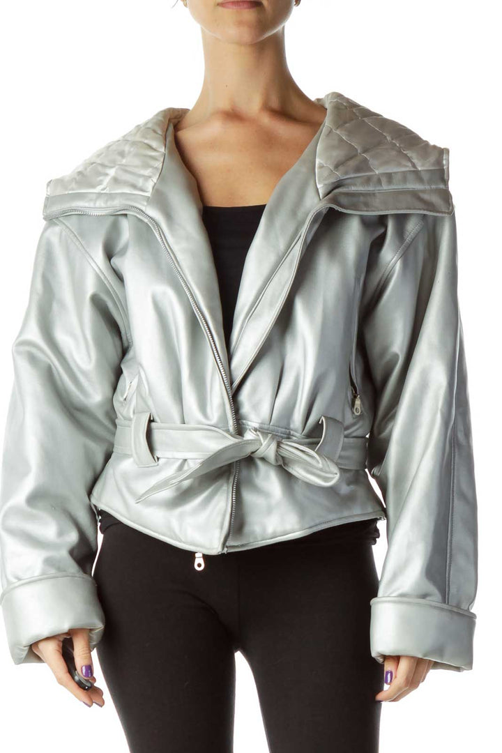 Silver Hooded Metallic Coat