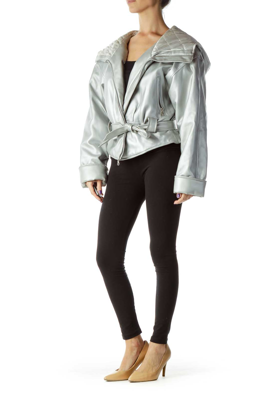 Silver Hooded Metallic Coat