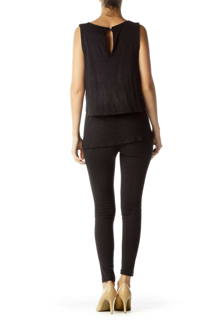 Black V-Neck Sleeveless Blouse