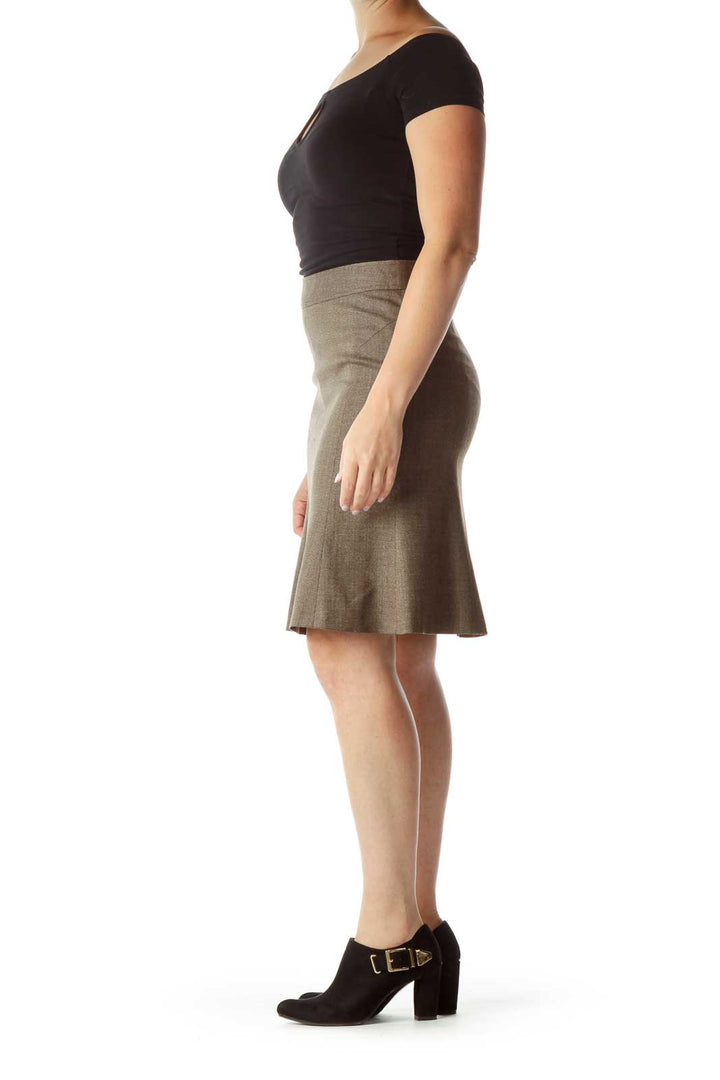 Brown Wool A-line Skirt