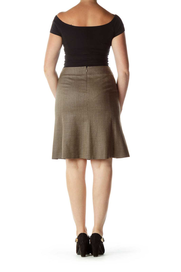 Brown Wool A-line Skirt