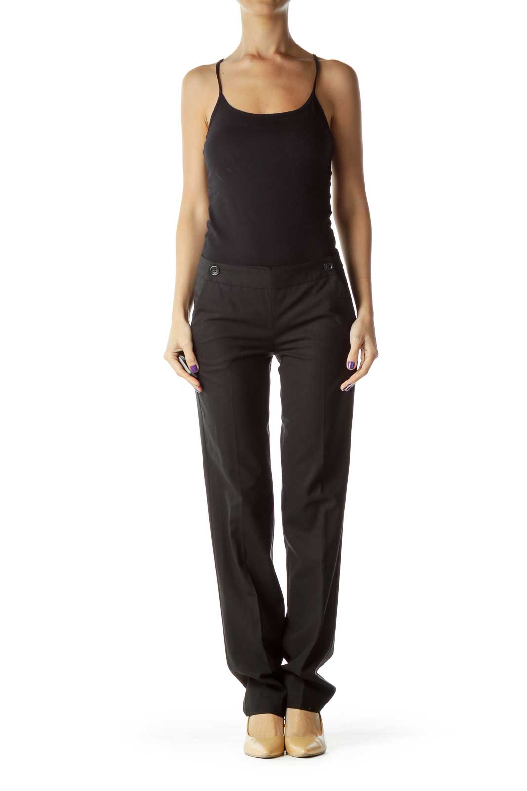 Black Slim Fit Straight Leg Pants