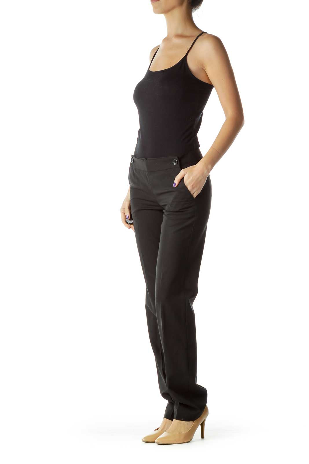 Black Slim Fit Straight Leg Pants