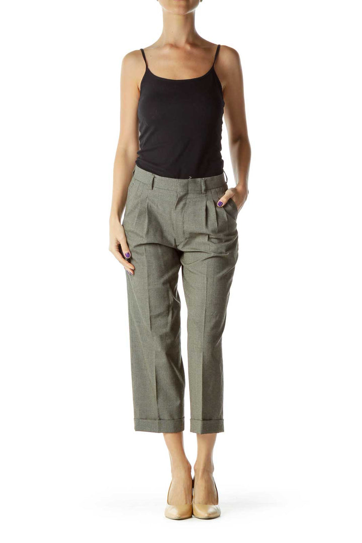 Gray High Waisted Cropped Tapered Pants