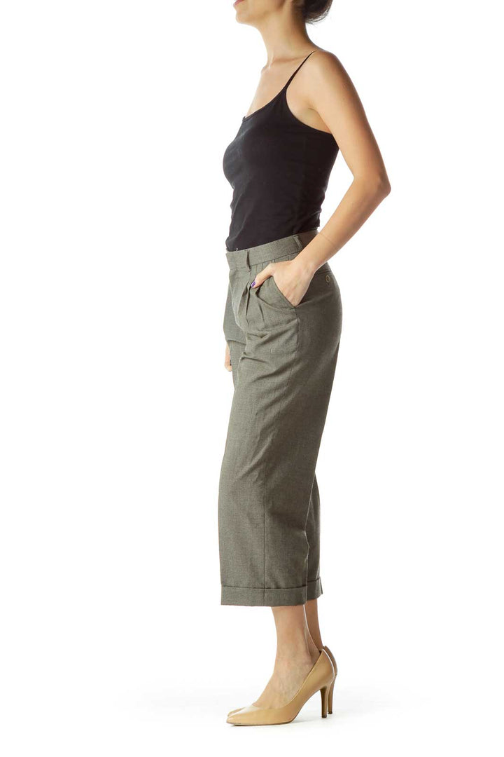 Gray High Waisted Cropped Tapered Pants