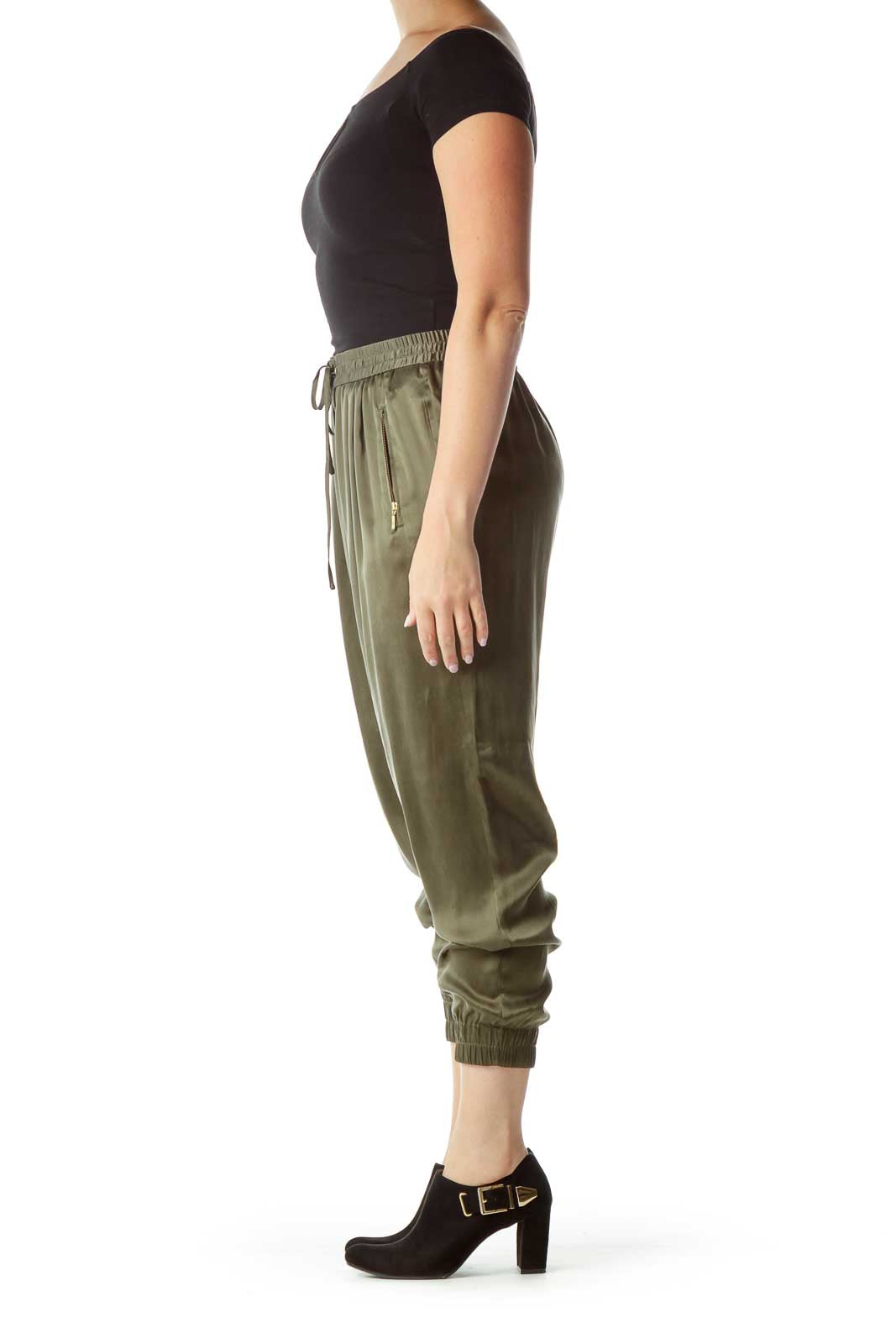 Green Tappered Silk Pants