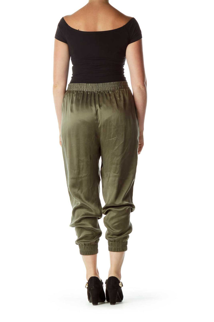 Green Tappered Silk Pants