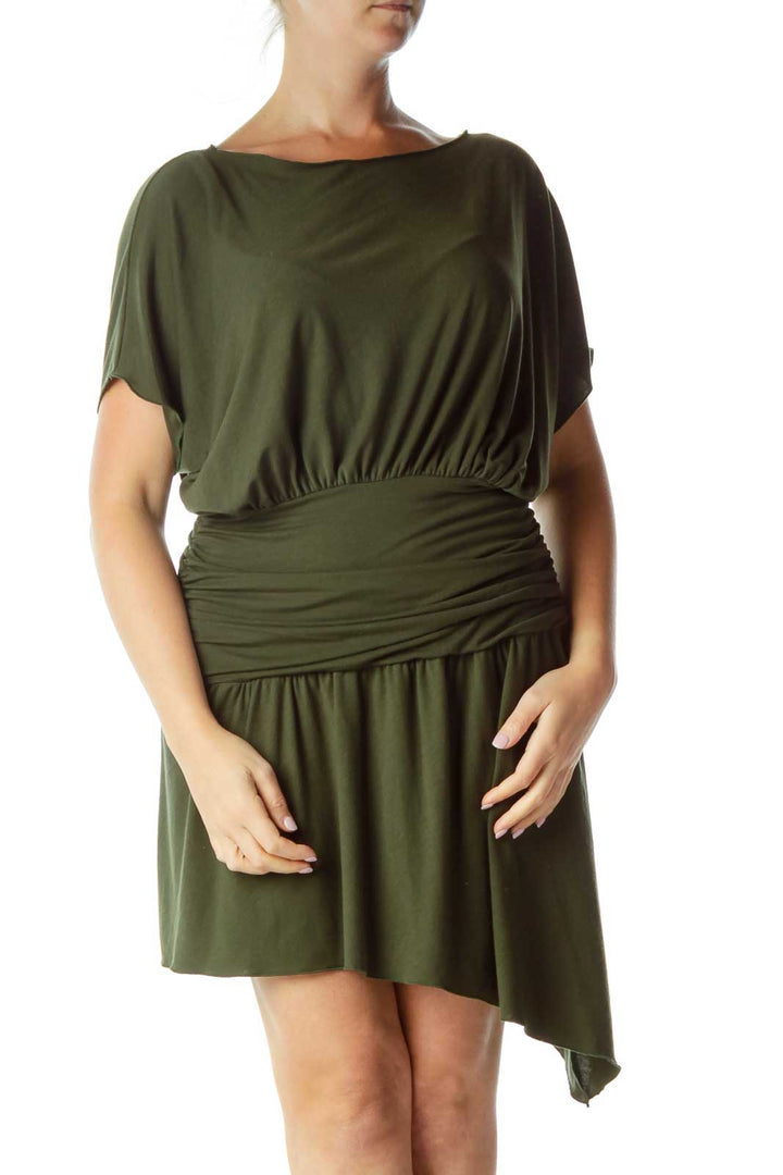 Green Bat Sleeve Cocktail Dress