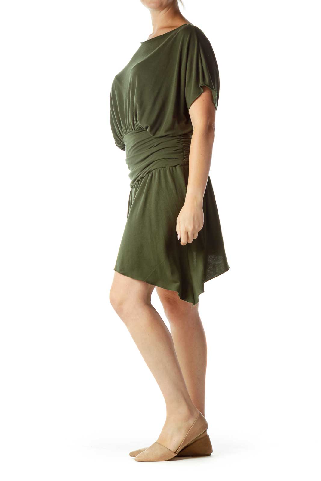 Green Bat Sleeve Cocktail Dress